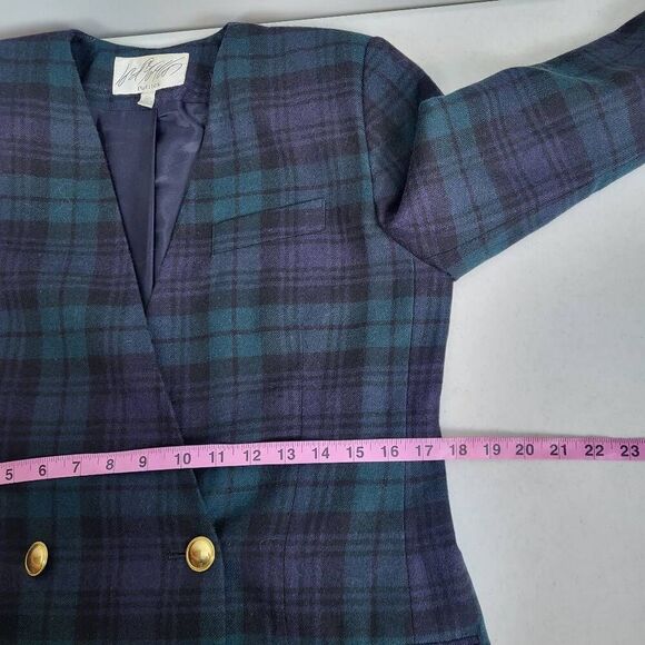 VTG Lord & Taylor Womens Tartan Wool Suit Size 6P Jacket Skirt Academia Preppy - Picture 10 of 14